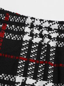 SHEIN Clasi 開衩下擺格紋半身裙 - 黑與白 - 查看 5