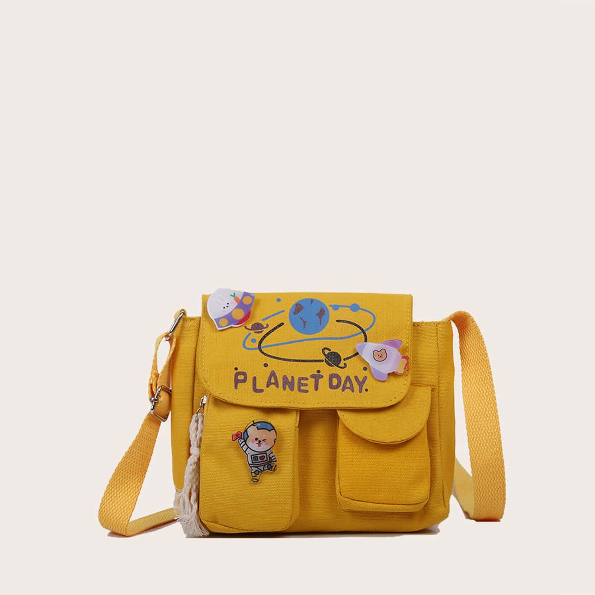 

Galaxy Pattern Canvas Crossbody Bag, Yellow