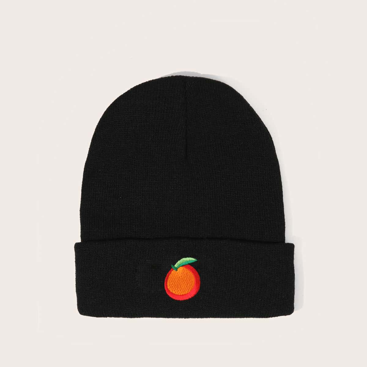 

Fruit Embroidery Beanie, Black