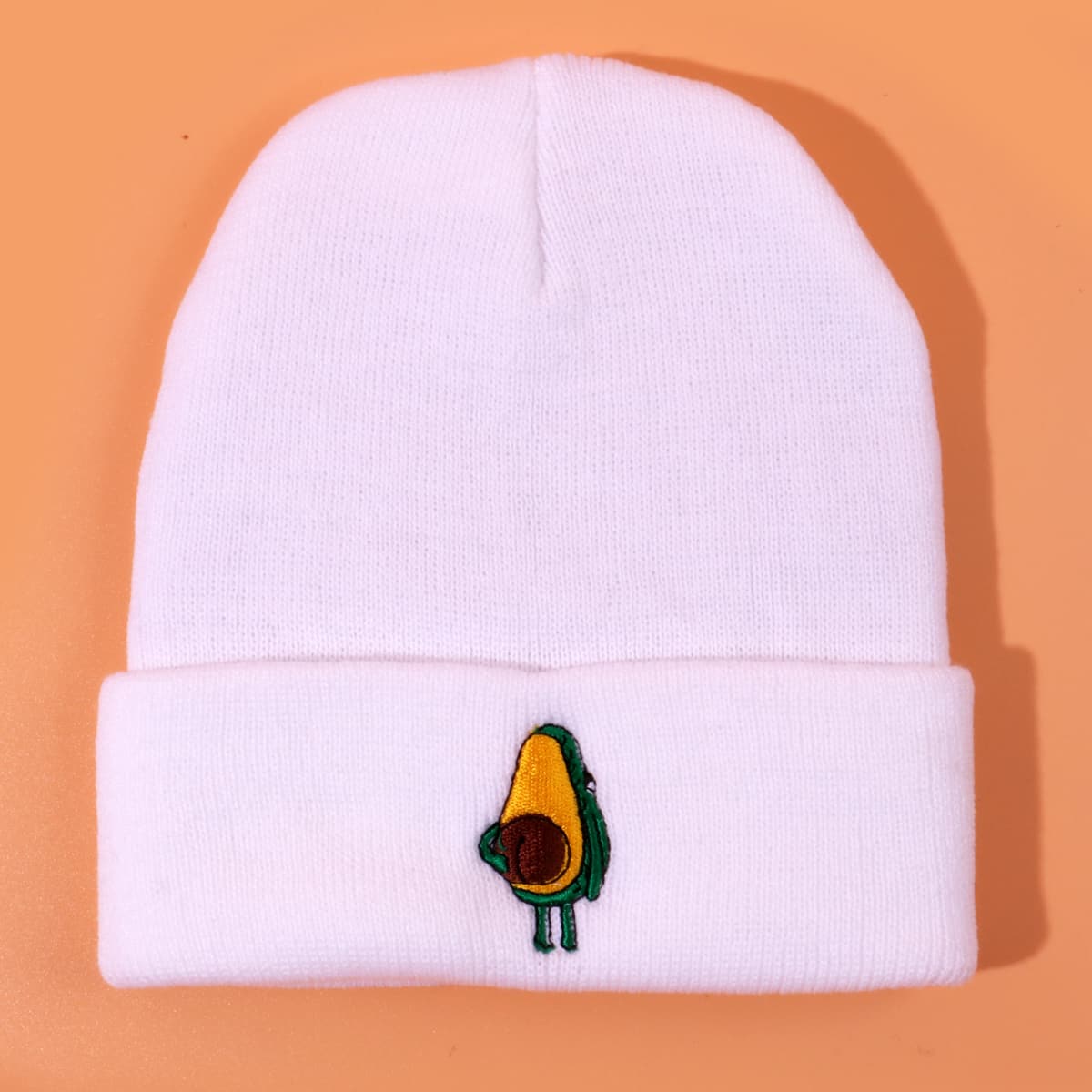 

Fruit Embroidery Beanie, White