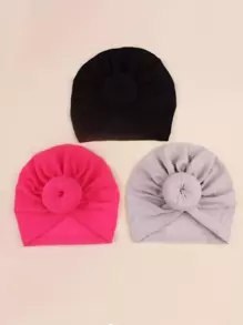3pcs Baby Solid Turban Hat - Multicolor - View 1