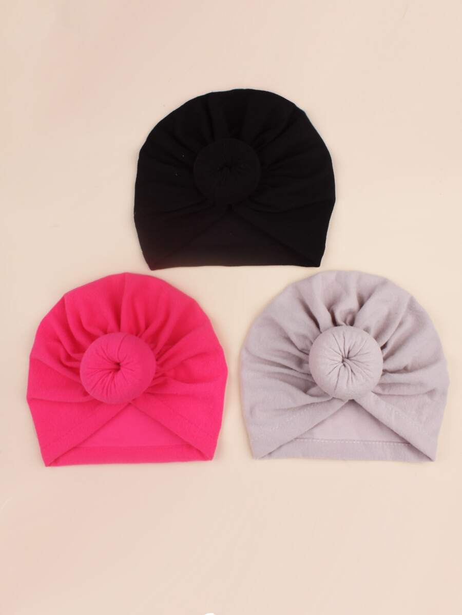 3pcs Baby Solid Turban Hat - Multicolor - View 1