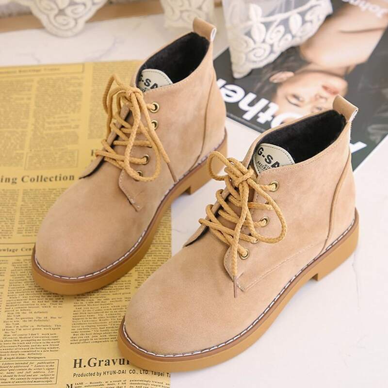 

Lace-up Suede Ankle Boots, Khaki