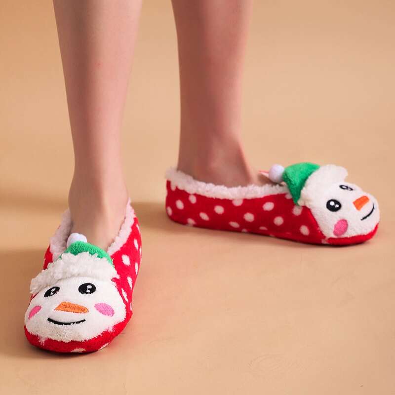 

Cartoon Design Fluffy Slippers, Red