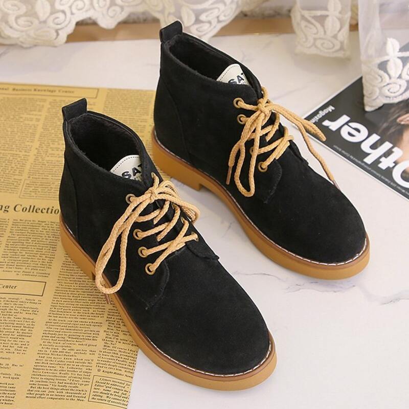 

Lace-up Suede Ankle Boots, Black