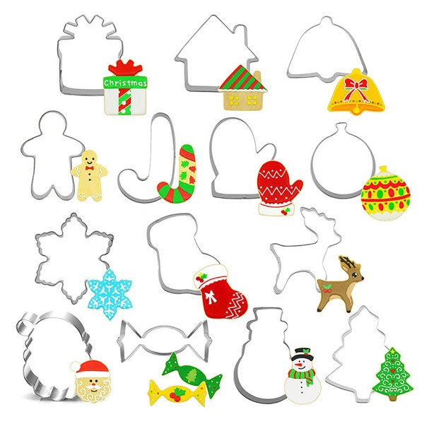 

14pcs Christmas Biscuit Mold, Silver