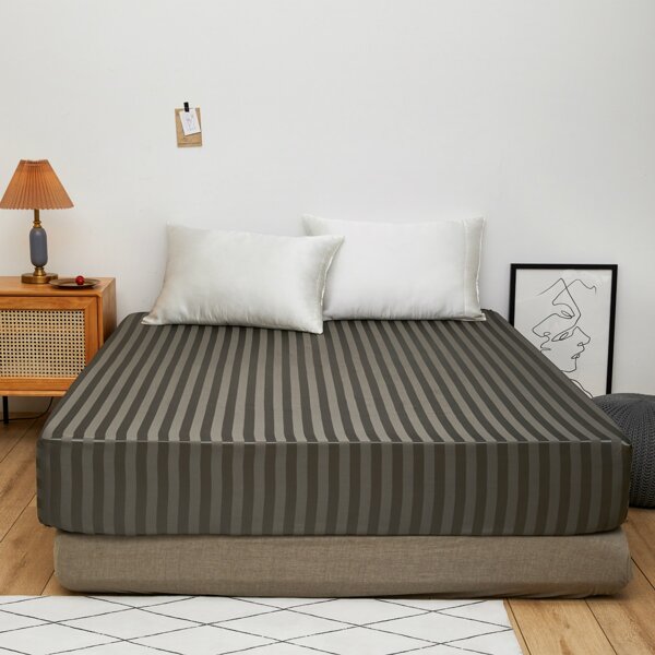 

Striped Pattern Fitted Sheet, Dark grey
