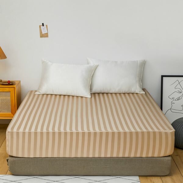 

Striped Pattern Fitted Sheet, Khaki