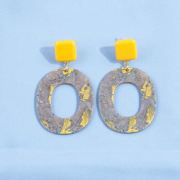 

Color Block Geo Drop Earrings, Multicolor