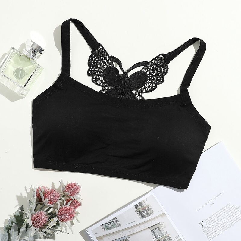 

Butterfly Lace Back Bralette, Black