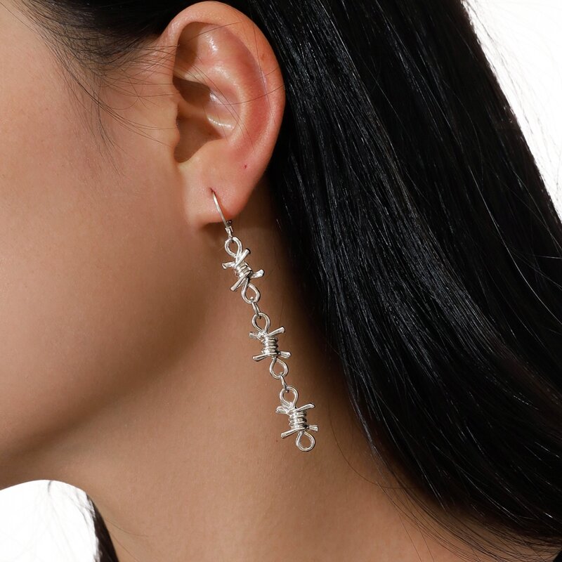 

Chain Knot Drop Earrings, Silver