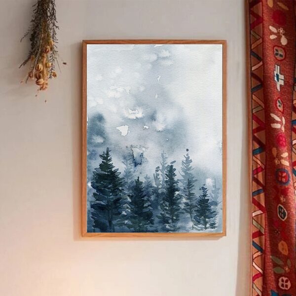 

Tree Print Wall Painting Without Frame, Multicolor