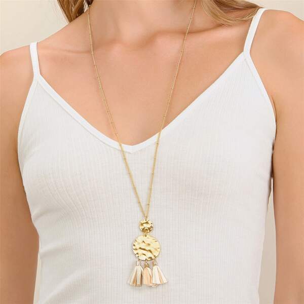 

Tassel Charm Necklace, Gold