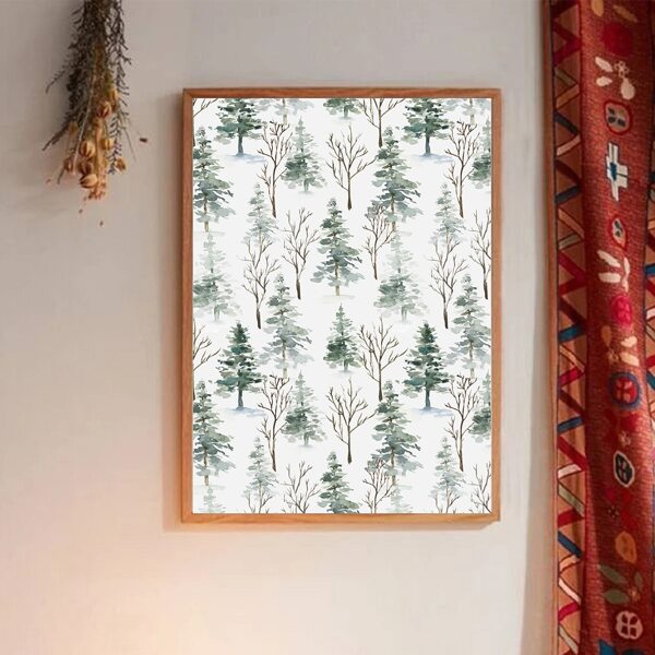 

Tree Print Wall Painting Without Frame, Multicolor
