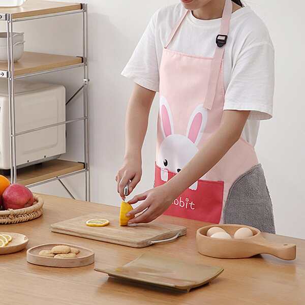 

1pc Cartoon Graphic Apron, Pink