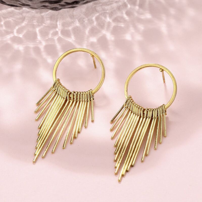 

Tassel Ring Drop Earrings, Gold