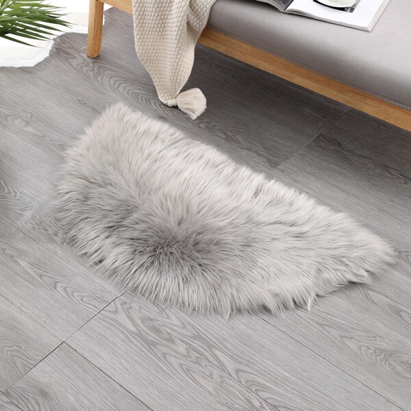 

1pc Plain Plush Carpet, Grey