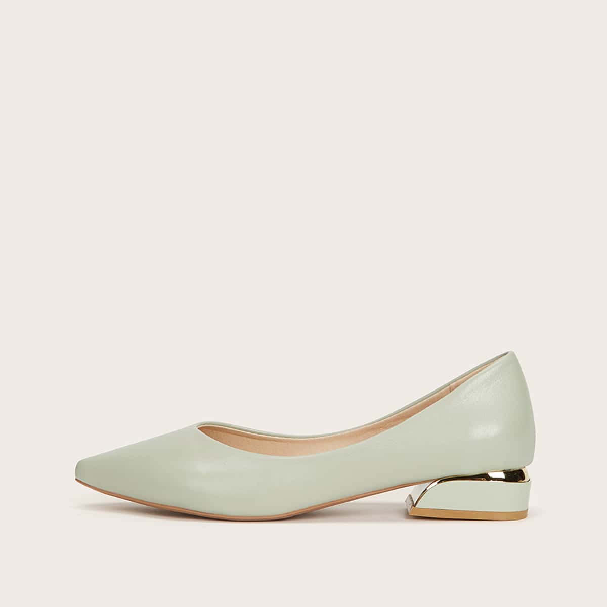 

Solid Point Toe Pumps, Mint green