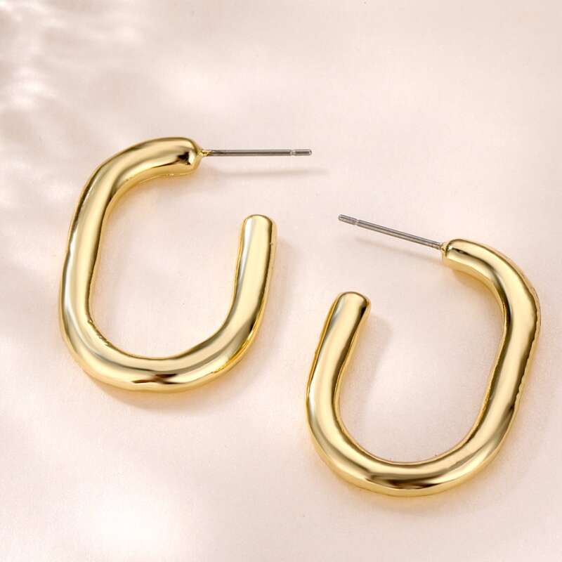 

Geo Hoop Earrings, Gold