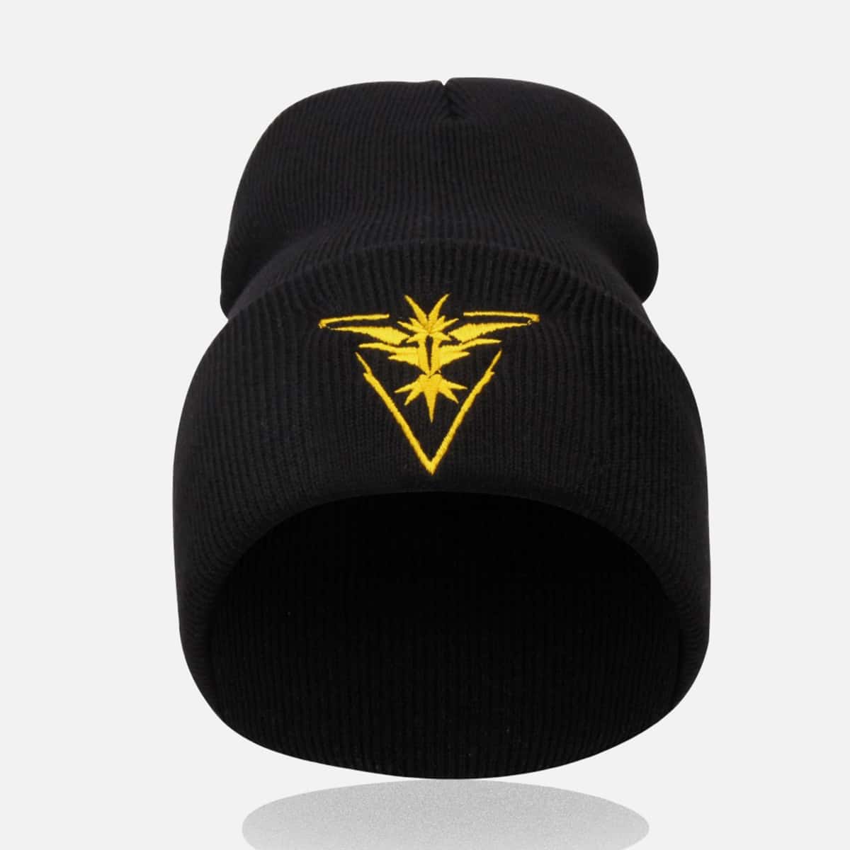 

Graphic Embroidery Beanie, Black