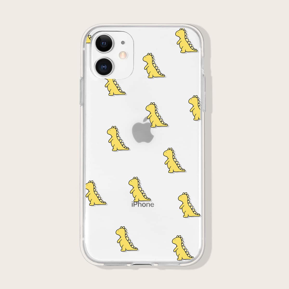 

Dinosaur Print Clear iPhone Case, Yellow