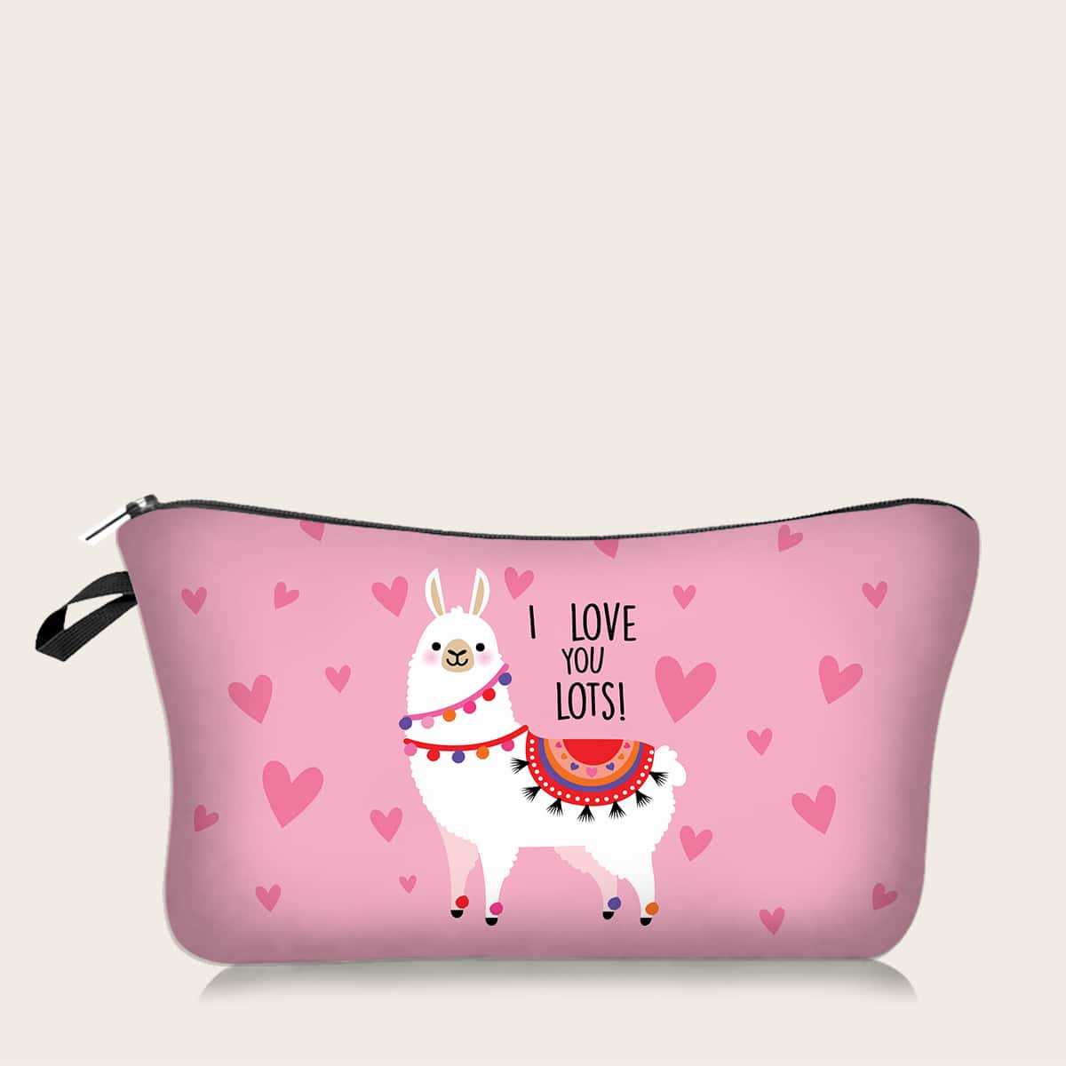 

Alpaca Print Makeup Bag, Pink