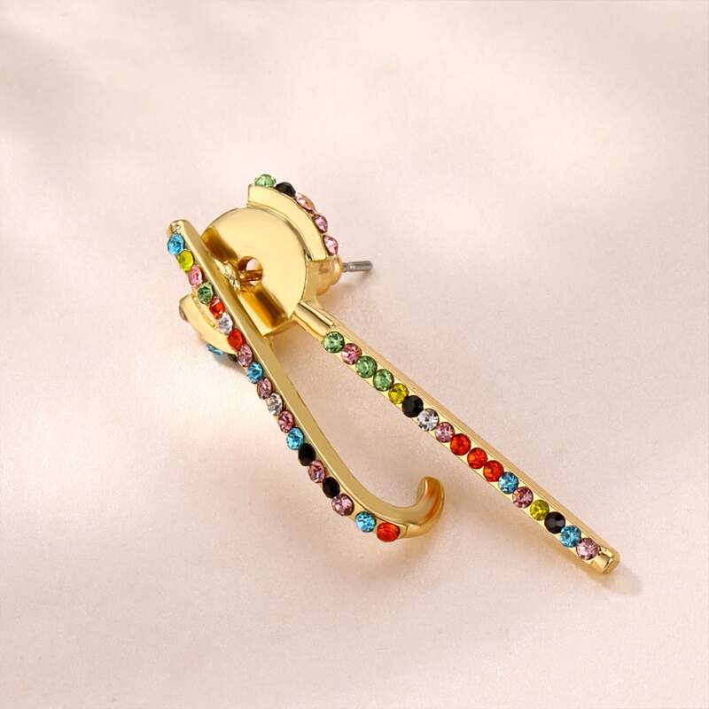 

1pc Rhinestone Geo Ear Jacket, Gold