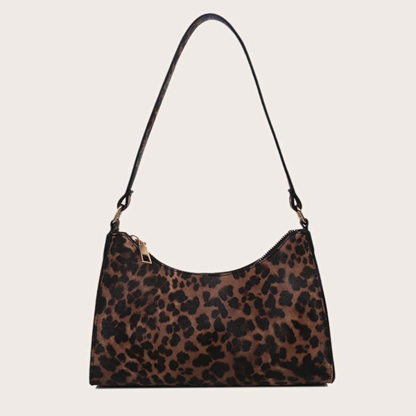 

Leopard Baguette Bag, Brown