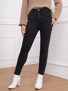 High-Waisted Cropped Skinny Jeans