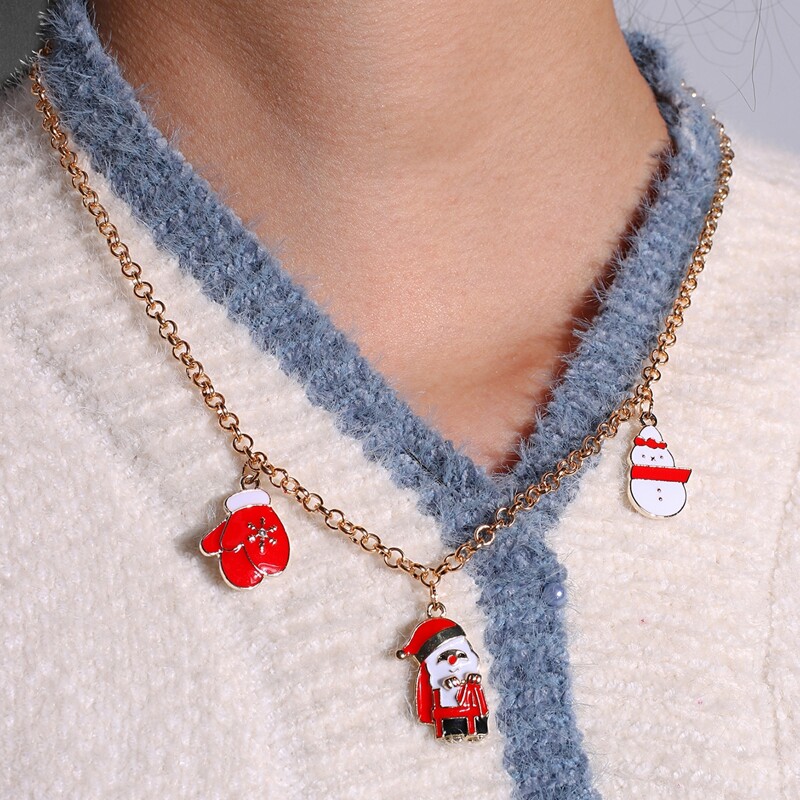 

Christmas Santa Claus Pendant Necklace, Multicolor