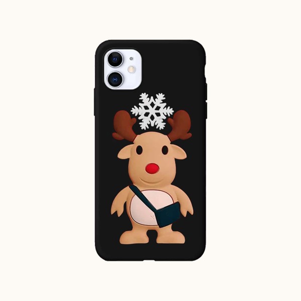 

3D Christmas Deer Phone Case, Black