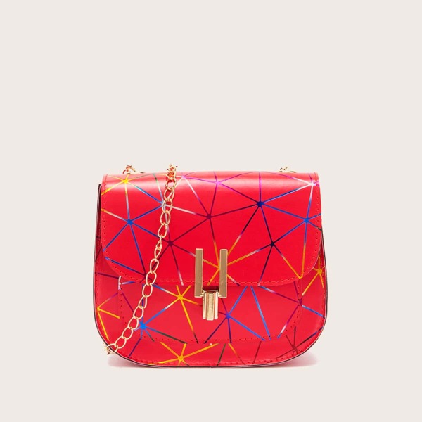 

Geometric Pattern Saddle Bag, Red