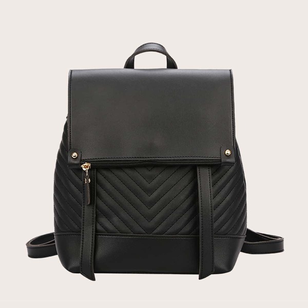 

Chevron Flap Backpack, Black
