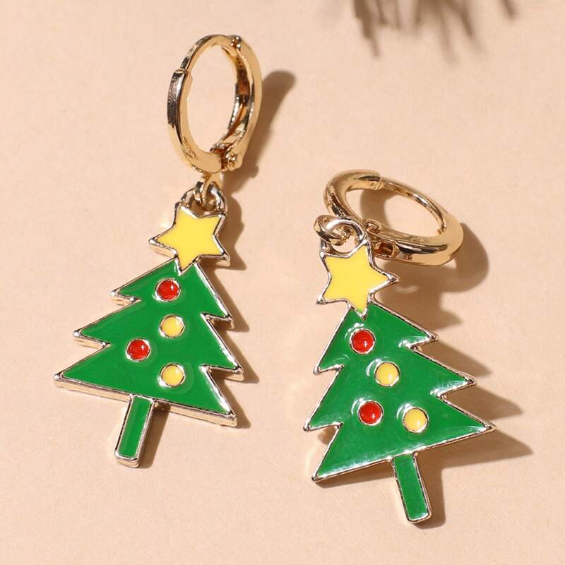 

Christmas Tree Drop Earrings, Multicolor