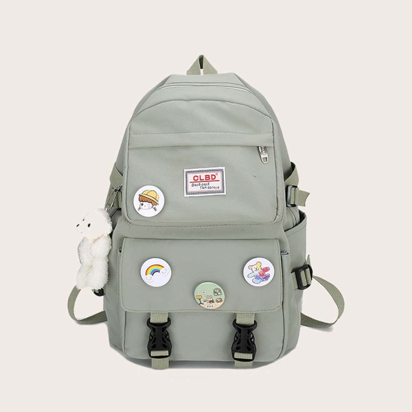 

Girls Buckle Front Large Capacity Backpack, Green