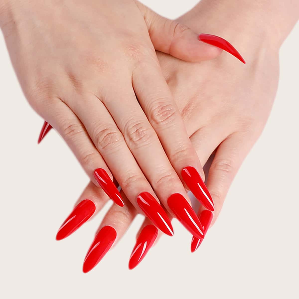 

24pcs Solid False Nail & 1sheet Tape, Red