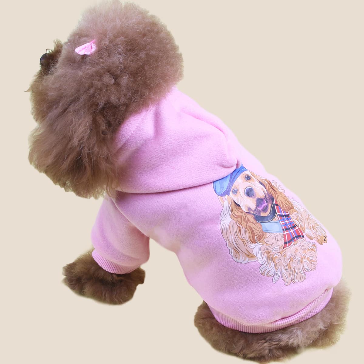 

Snap Button Hooded Dog Coat, Pink