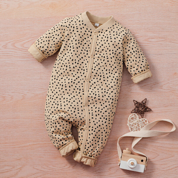 

Baby Unisex Button Front Allover Print Jumpsuit, Khaki