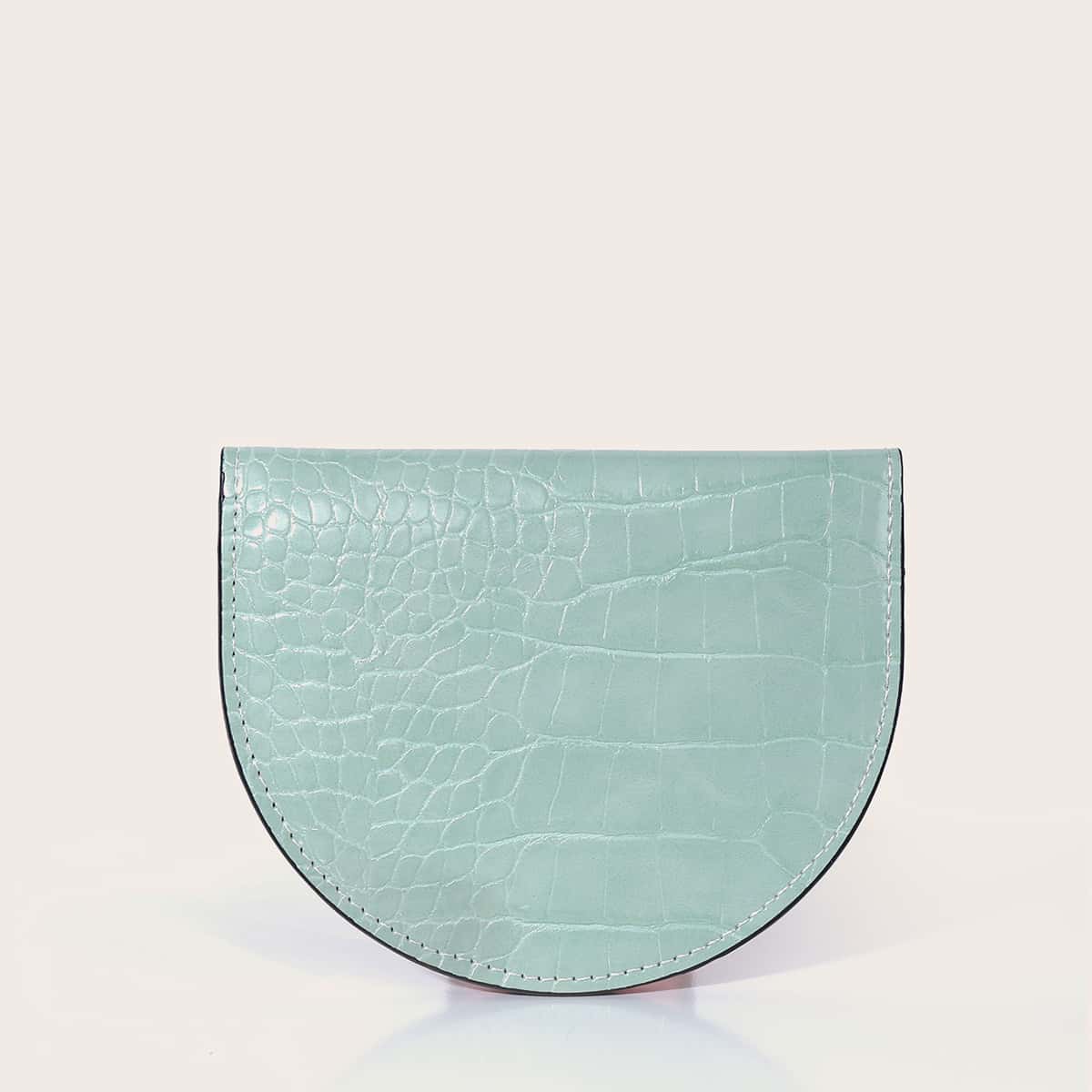 

Croc Embossed Saddle Purse, Baby blue