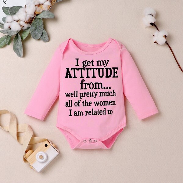 

Baby Girl Slogan Graphic Bodysuit, Pink
