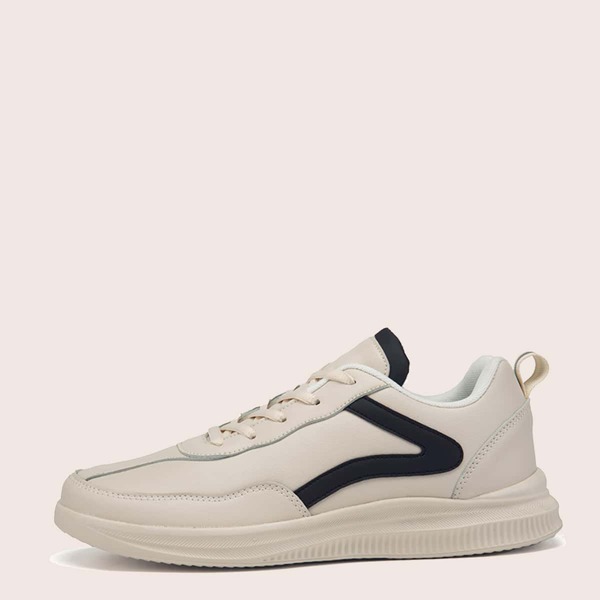 

Men Lace Up Front Low Top Sneakers, Beige