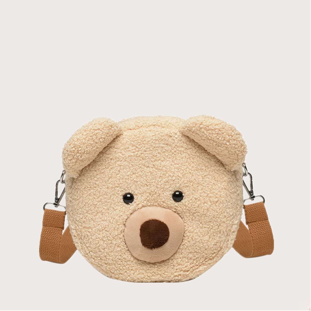 

Cartoon Fleece Crossbody Bag, Khaki