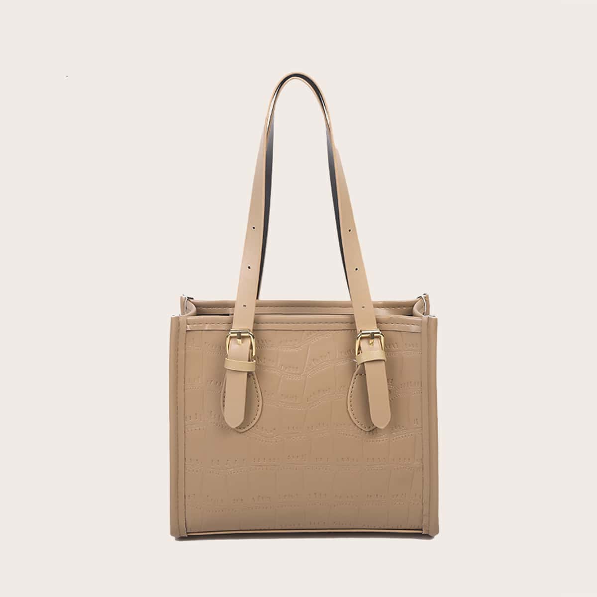 

Croc Embossed Shoulder Bag, Khaki