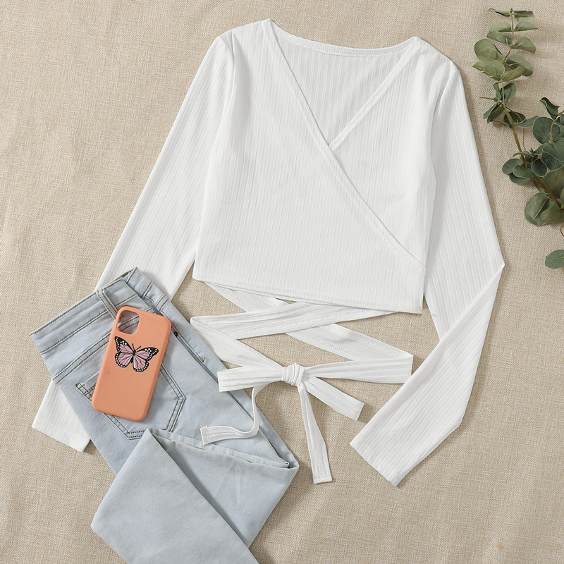 

Cross Wrap Crop Top, White