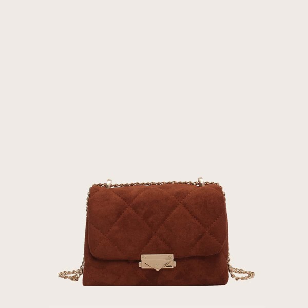 

Quilted Chain Shoulder Bag, Brown