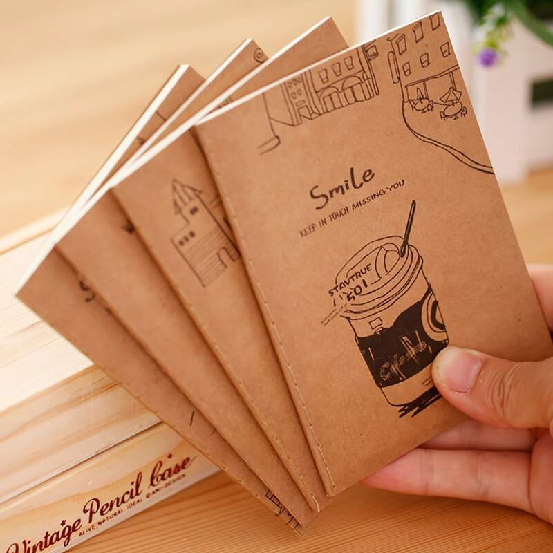 

2pcs Cartoon Graphic Random Notebook, Brown