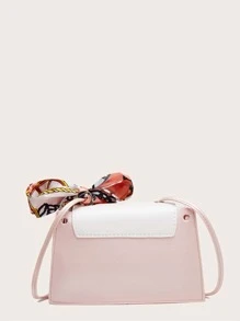 Mini Skinny Scarf Decor Crossbody Bag - Pink - View 3