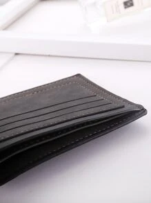 Men Stitch Detail Fold Over Purse - Black - View 3