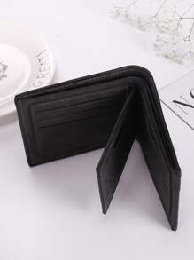 Men Stitch Detail Fold Over Purse - Black - View 4