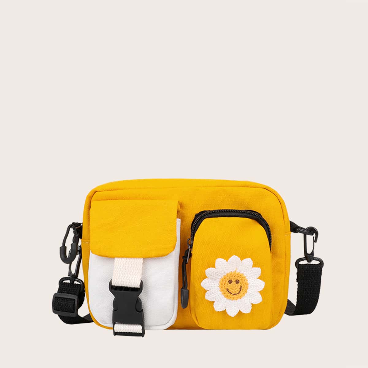 

Floral Pocket Front Crossbody Bag, Multicolor
